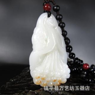 批发新疆和田玉籽料羊脂玉玉兰花挂件昆仑白玉玉兰花 混批