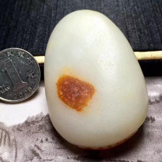 cf489-266 新疆和田玉原皮籽料观音,雕工精致,温润厚装,玉质如婴儿细